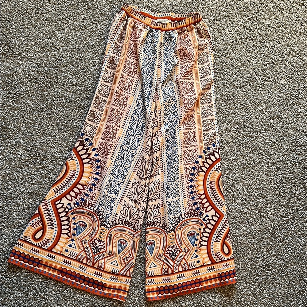 Flying Tomato Multicolor Patterned Wide-Leg Pants